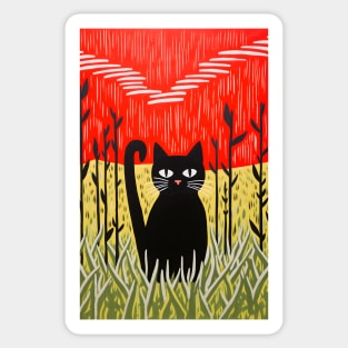 Riso-graphic Cat's Joyful Field Sticker